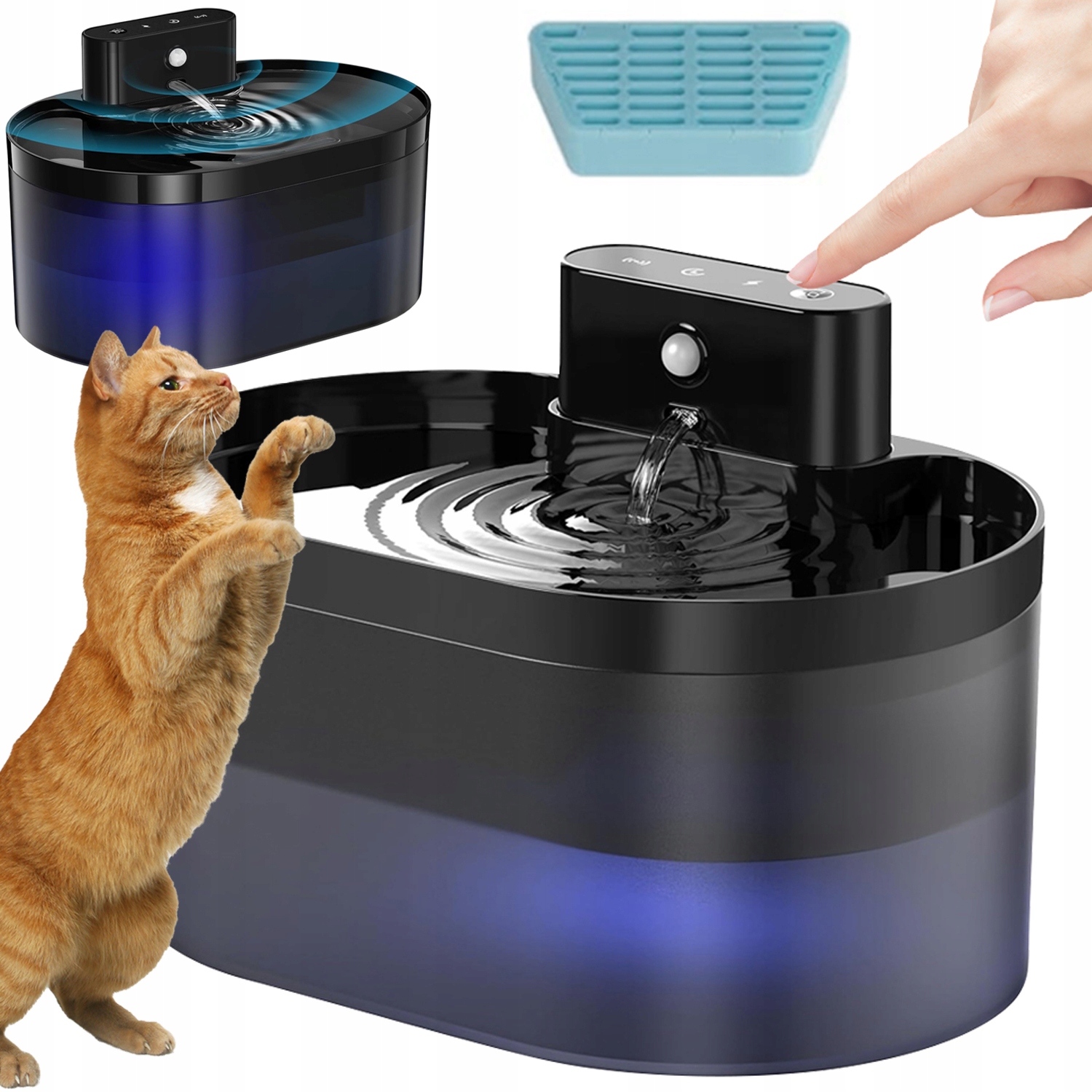 Fontána pro kočky 2.2L dávkovač na pití pro zvířata se senzorem