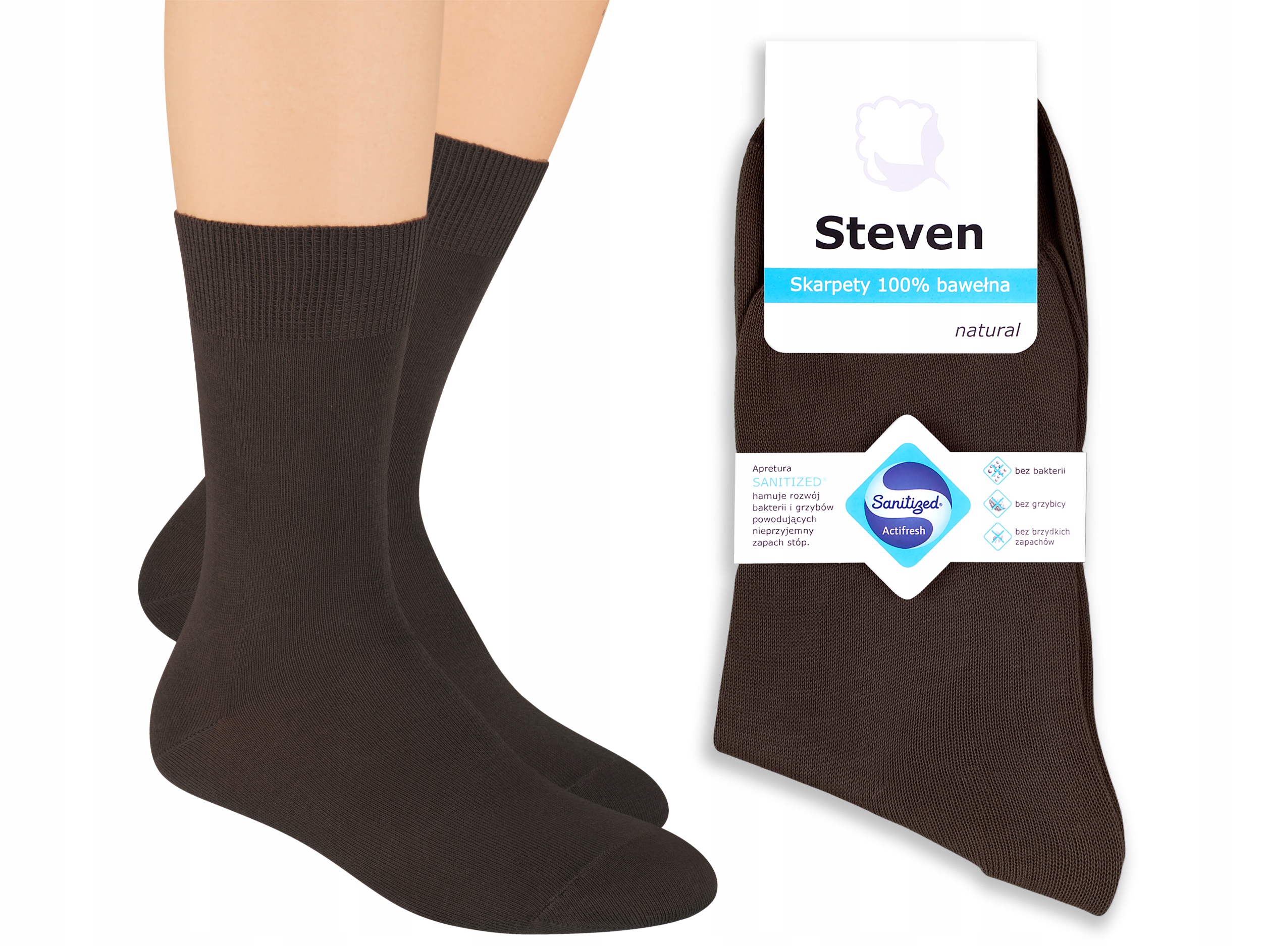 

Steven 055 Skarpety 100% Bawełna Brązowy 44-46