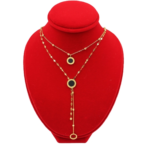 Złota Celebrytka ze stali chirurgicznej 316l X371 Krawatka Podwójna Kółka