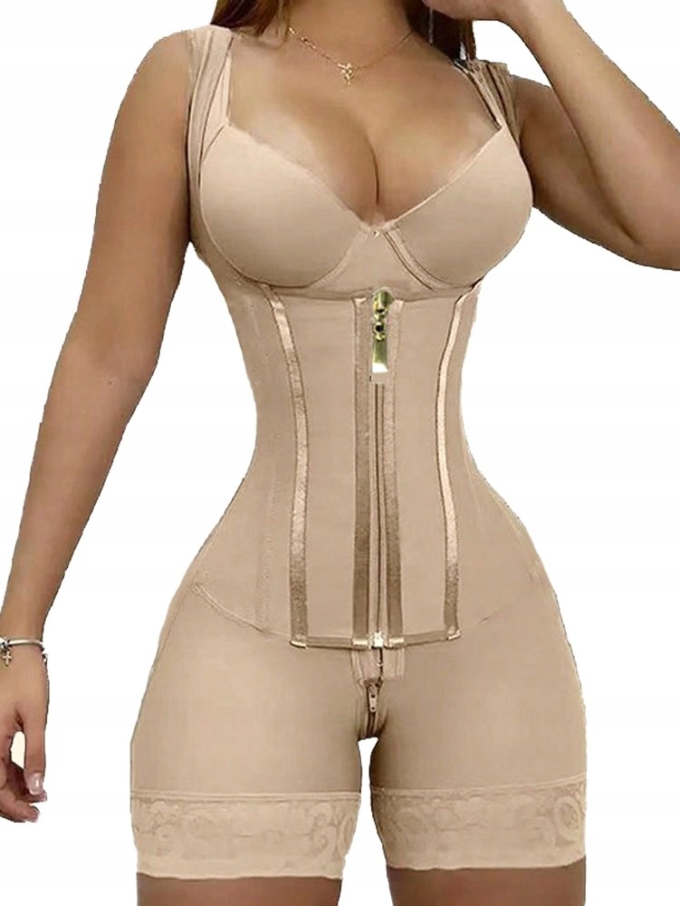 Korzet Modelující Béžový Zeštíhlující Zip Krajka Body XXL 44