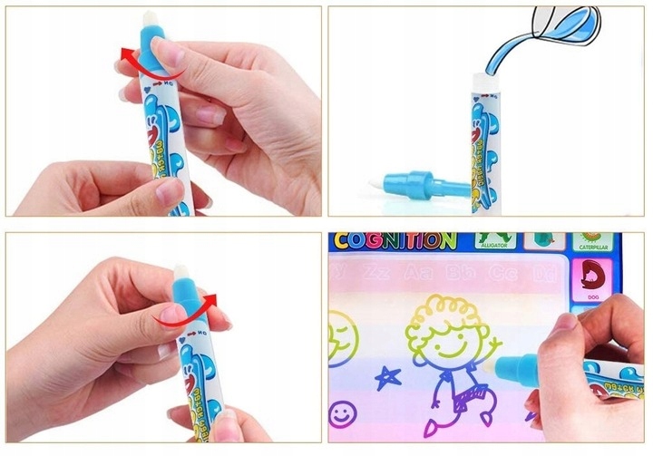 MATA WODNA DO RYSOWANIA MALOWANIA WODĄ 100x80cm XXL + PISAKI SZABLONY WZORY Certyfikaty, opinie, atesty CE