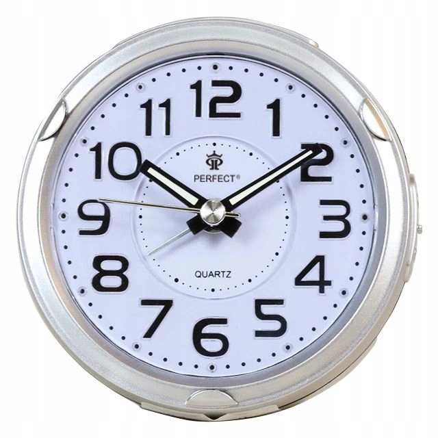 Budzik kwarcowy PERFECT 08604 ZEGAR ALARM DRZEMKA płynący mechanizm