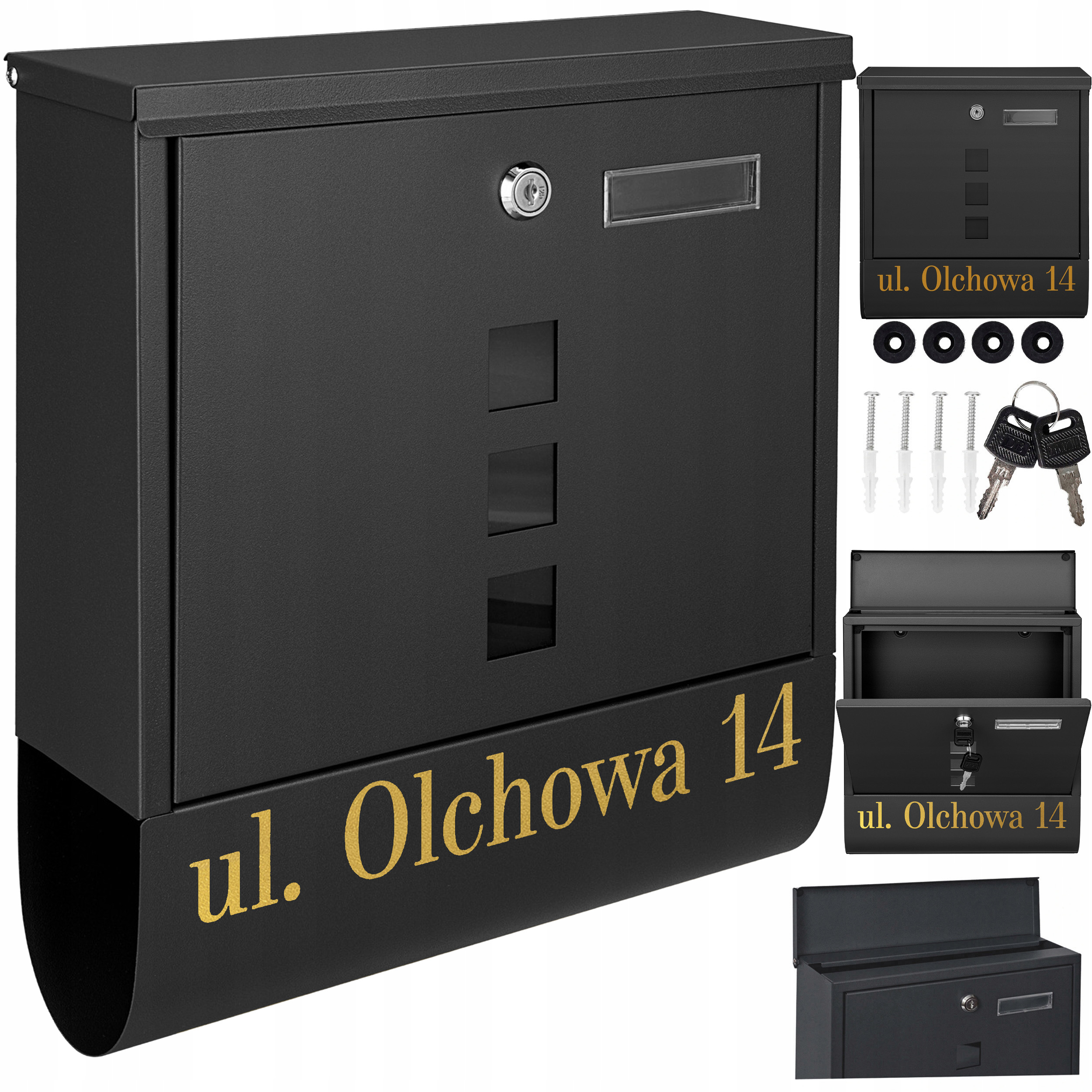Poštovní Schránka Na Dopisy Černá Zlatý Nápis