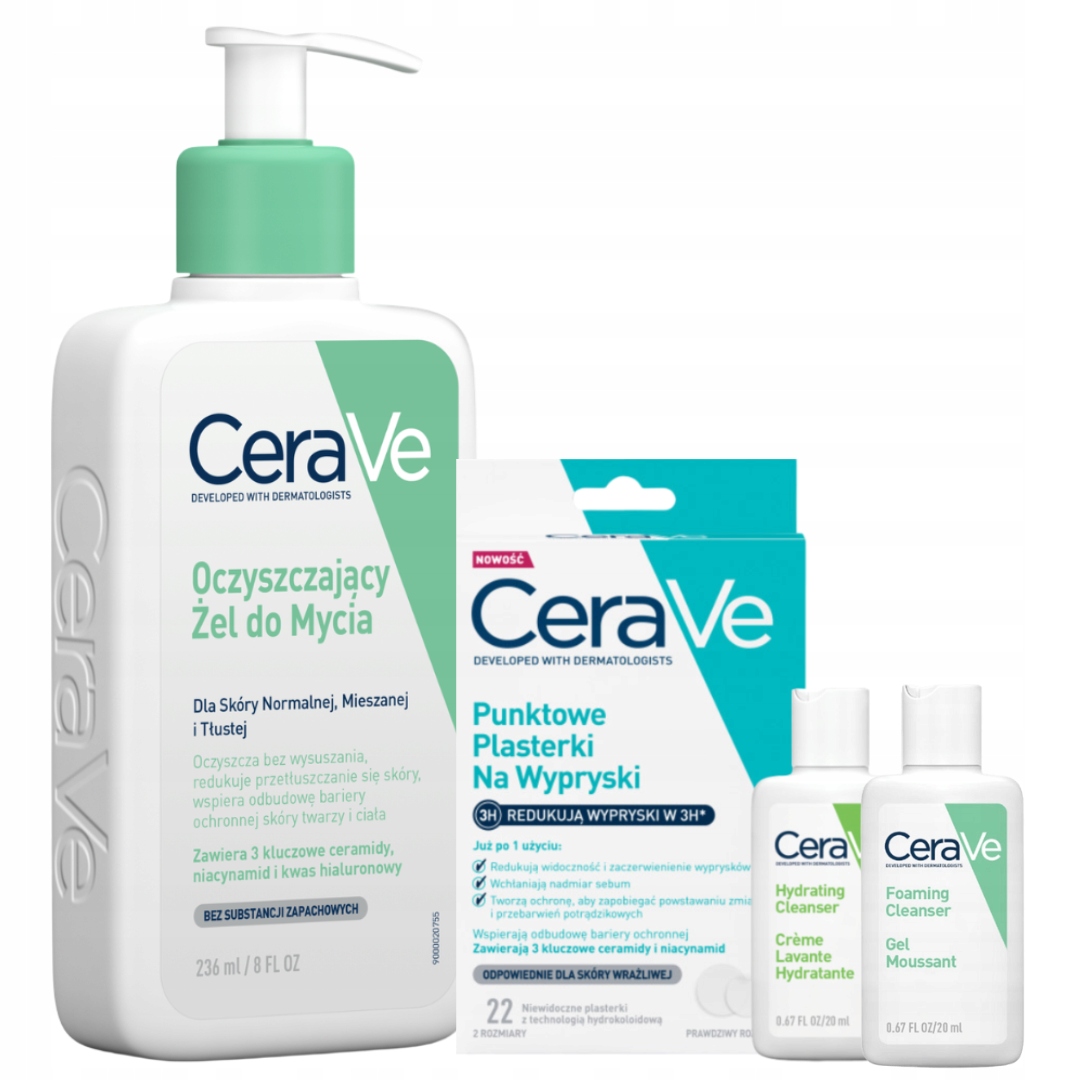 CeraVe Plasterki na niedoskonałości, Oczyszczający Żel 236ml