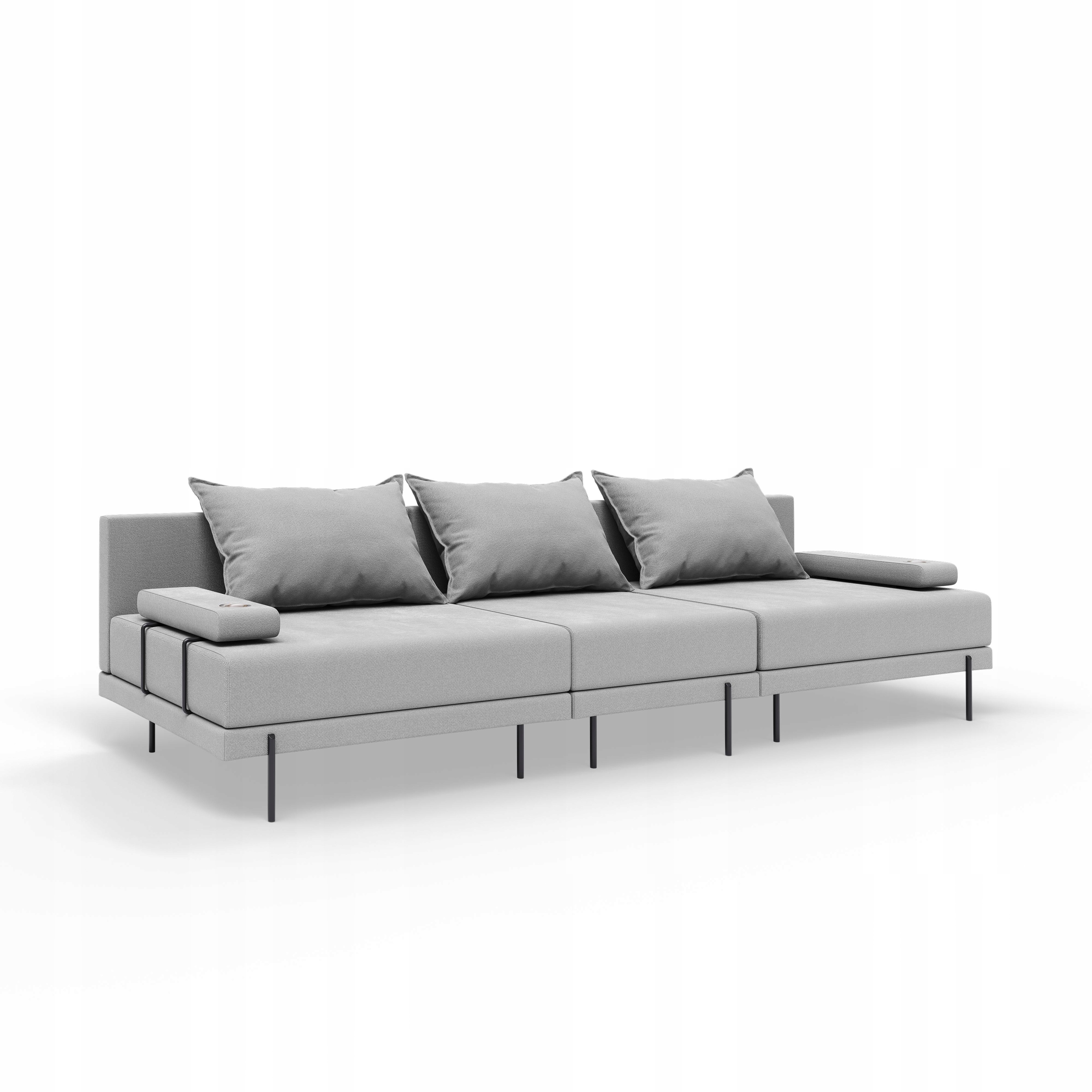 Sofa ogrodowa 3-osobowa Bahama Modułowa z podłokietnikami Szary