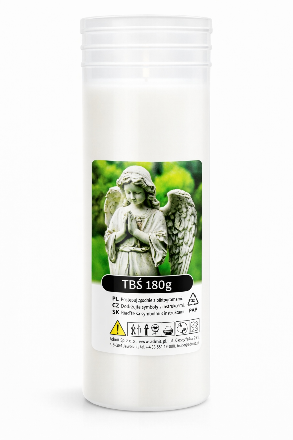 10 x Wkład parafinowy TBŚ 180g – czas palenia 55h, wys. 17 cm, Ø 5,6 cm