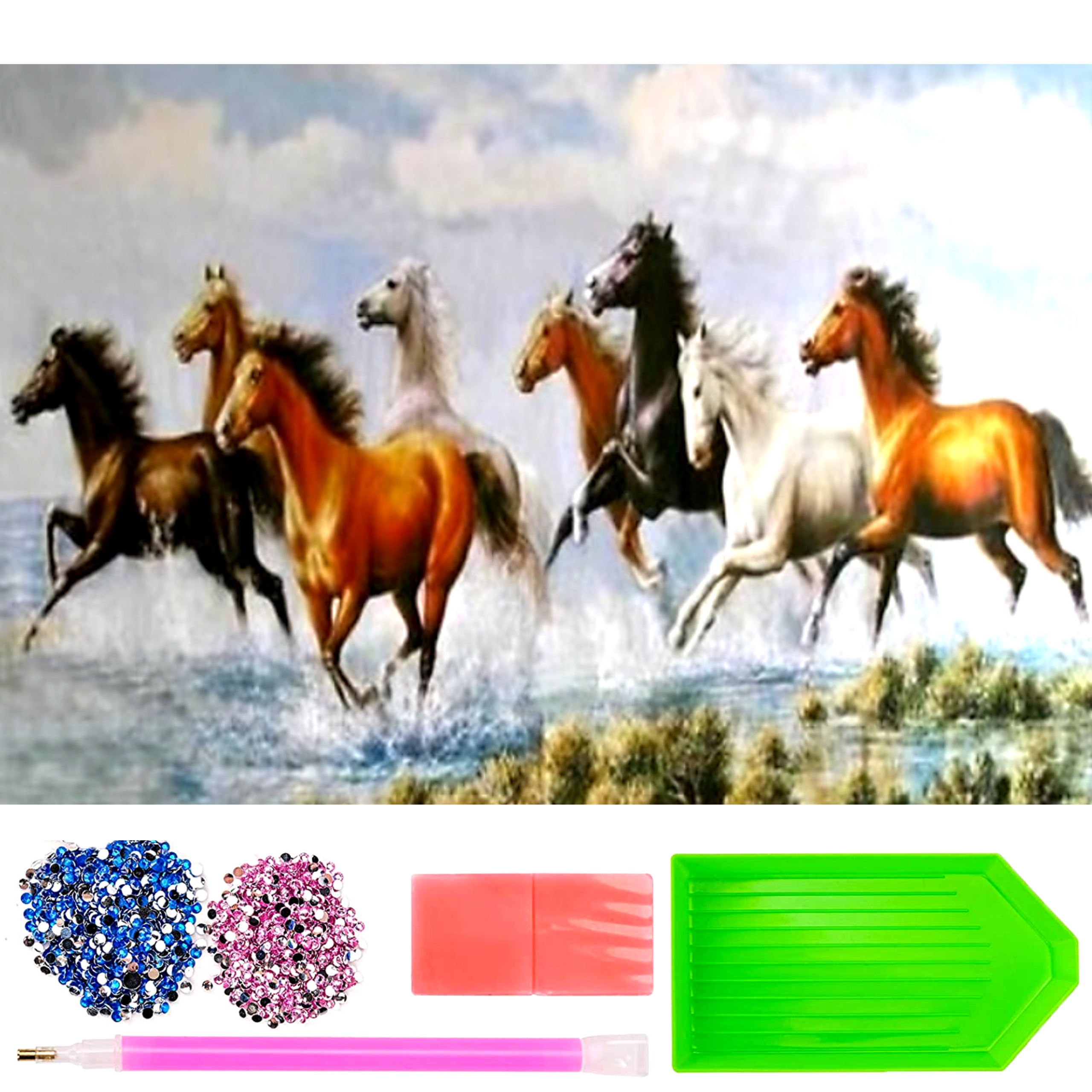 Velká výšivka Diamantový kůň Kůň Zvířata 80x40cm XXL Mozaika Diamond Painti