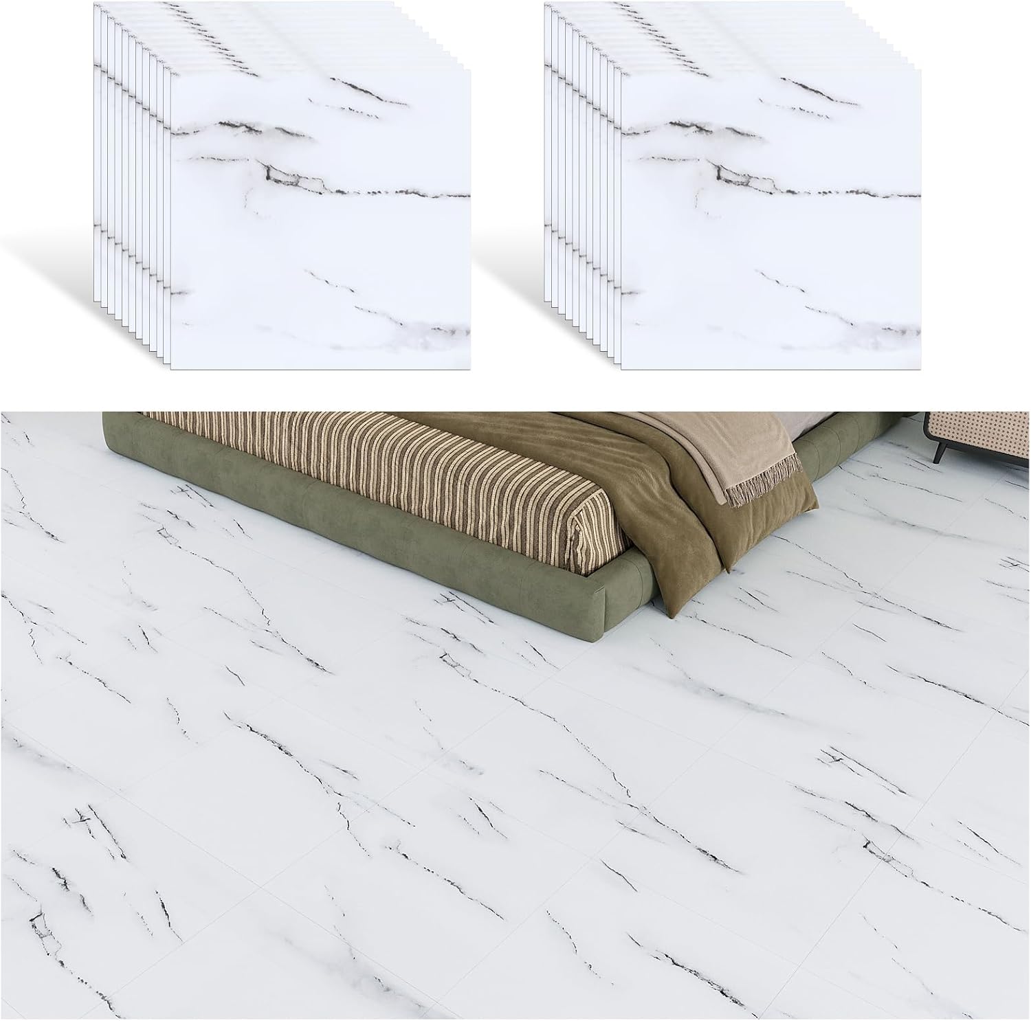 Samolepicí vinylové dlaždice Spc Veelike Bílý mramor 30x30 cm 2,16 m2 24 x