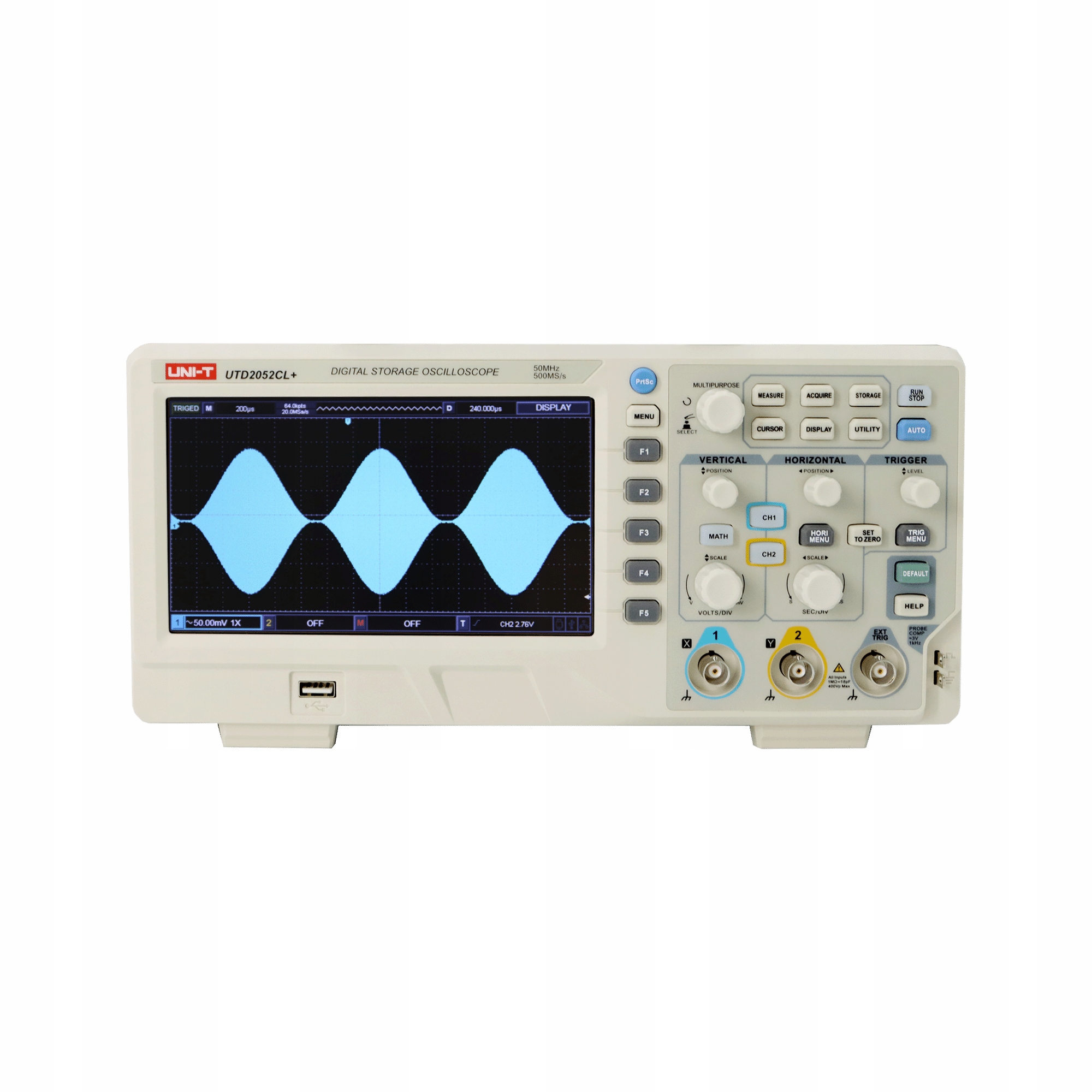 Oscyloskop Uni-T UTD2052CL+ – 50 MHz, 2 kanały, 500 MS/s, Usb, 7" Tft