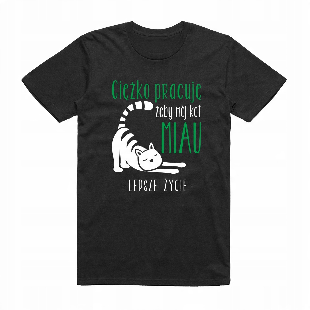 

XL - Koszulka T-shirt Ciężko Pracuję Na Kota Kot