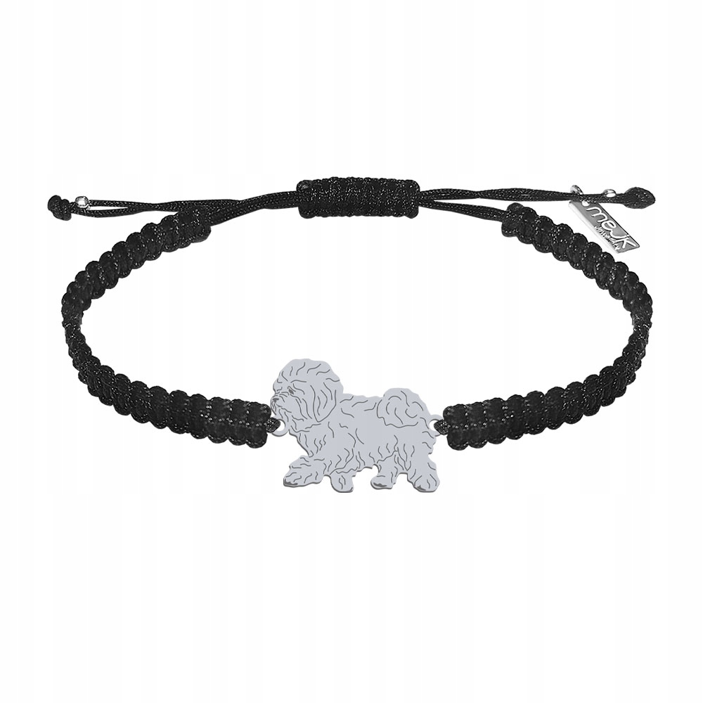 Stříbrný náramek s boloňským psem 925 Šperky Dárek Makramé Gravírování