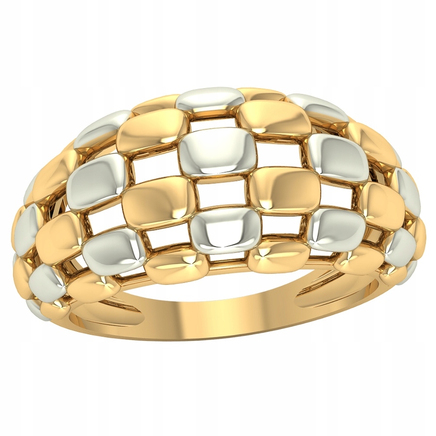 Zlatý Prolamovaný Prstýnek Mřížka Ryzost 585 Rhodiovaný