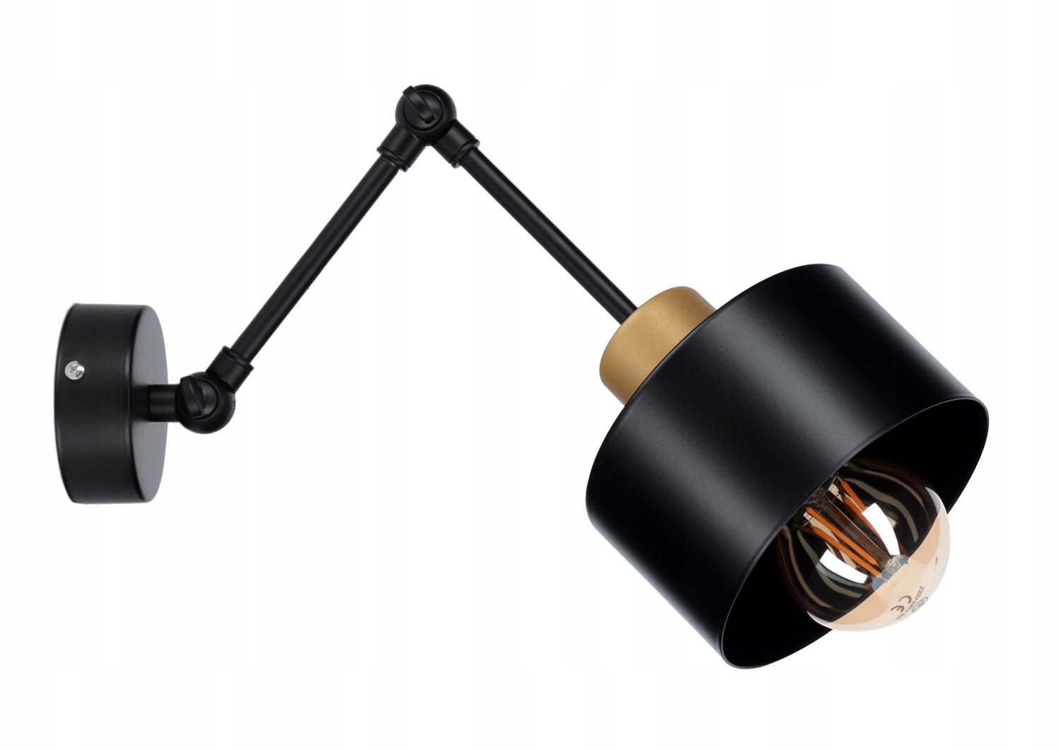 Loftová nástěnná lampa Loft 1 Gold na kloubech, 2 barvy, nastavitelná, Led