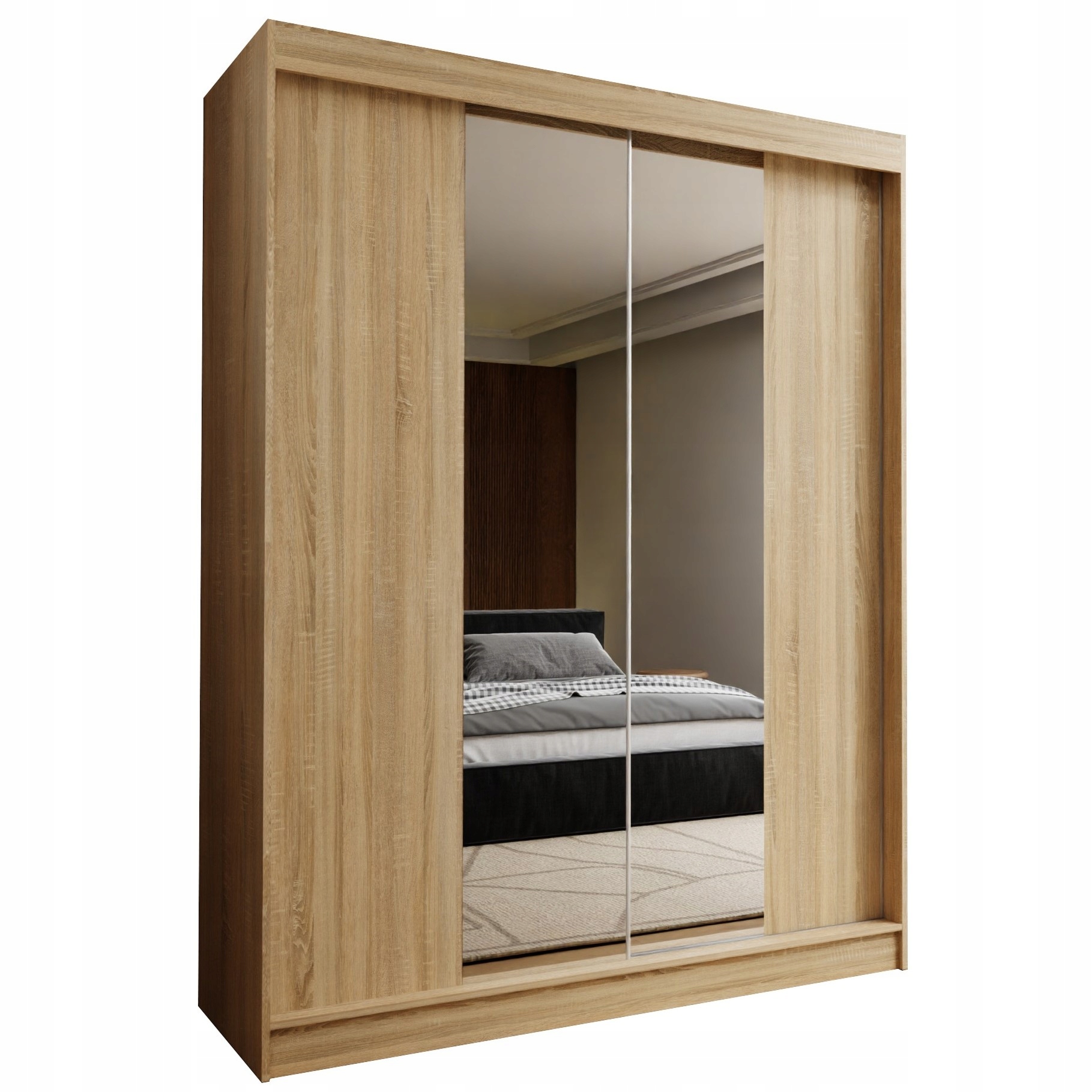 Skříň 150 cm se zrcadlem Skříň Dvoudveřová Dub