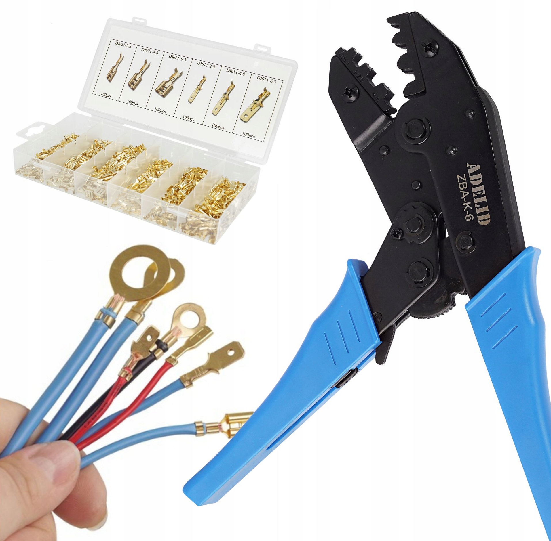 ZACISKARKA PRASKA DO KONEKTORÓW ZESTAW 600 SZT.