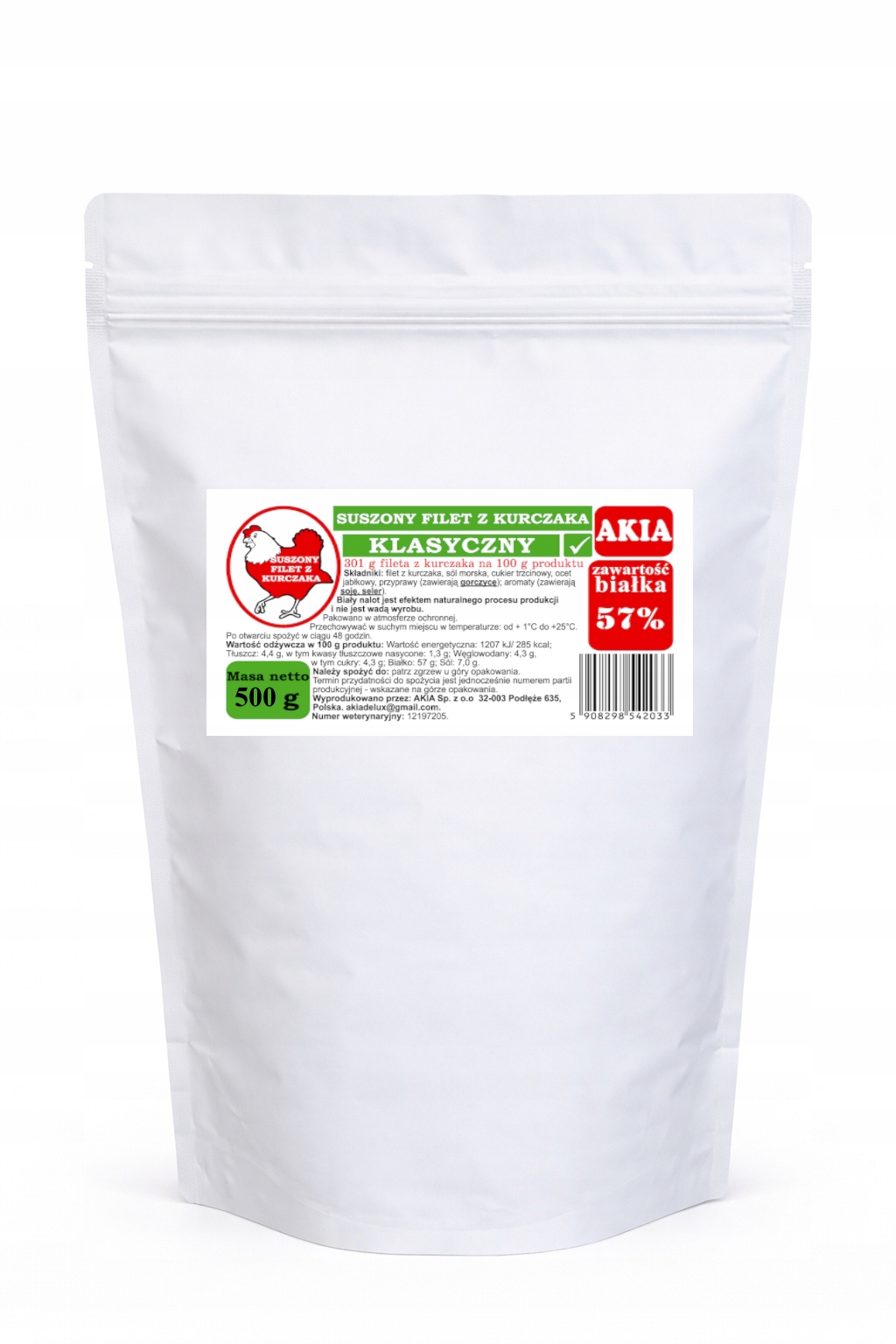 Sušené kuřecí maso Classic, Jerky z kuřecího masa 500 g