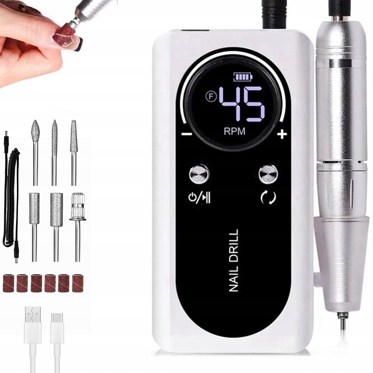 Bruska Manikúra Pedikúra Silná Profesionální Sada Fréz