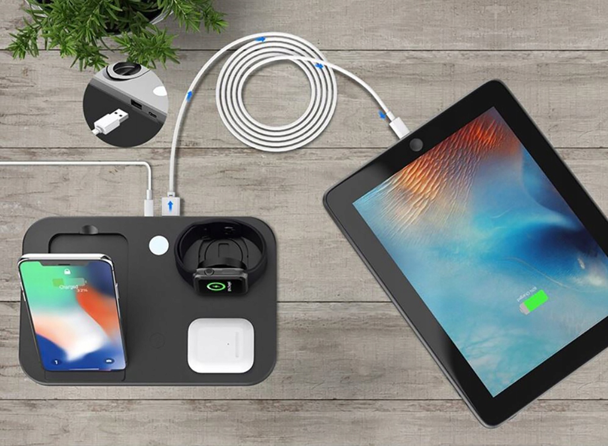 Stacja dokująca Qi do Apple Watch AirPods iPhone Kolor czarny