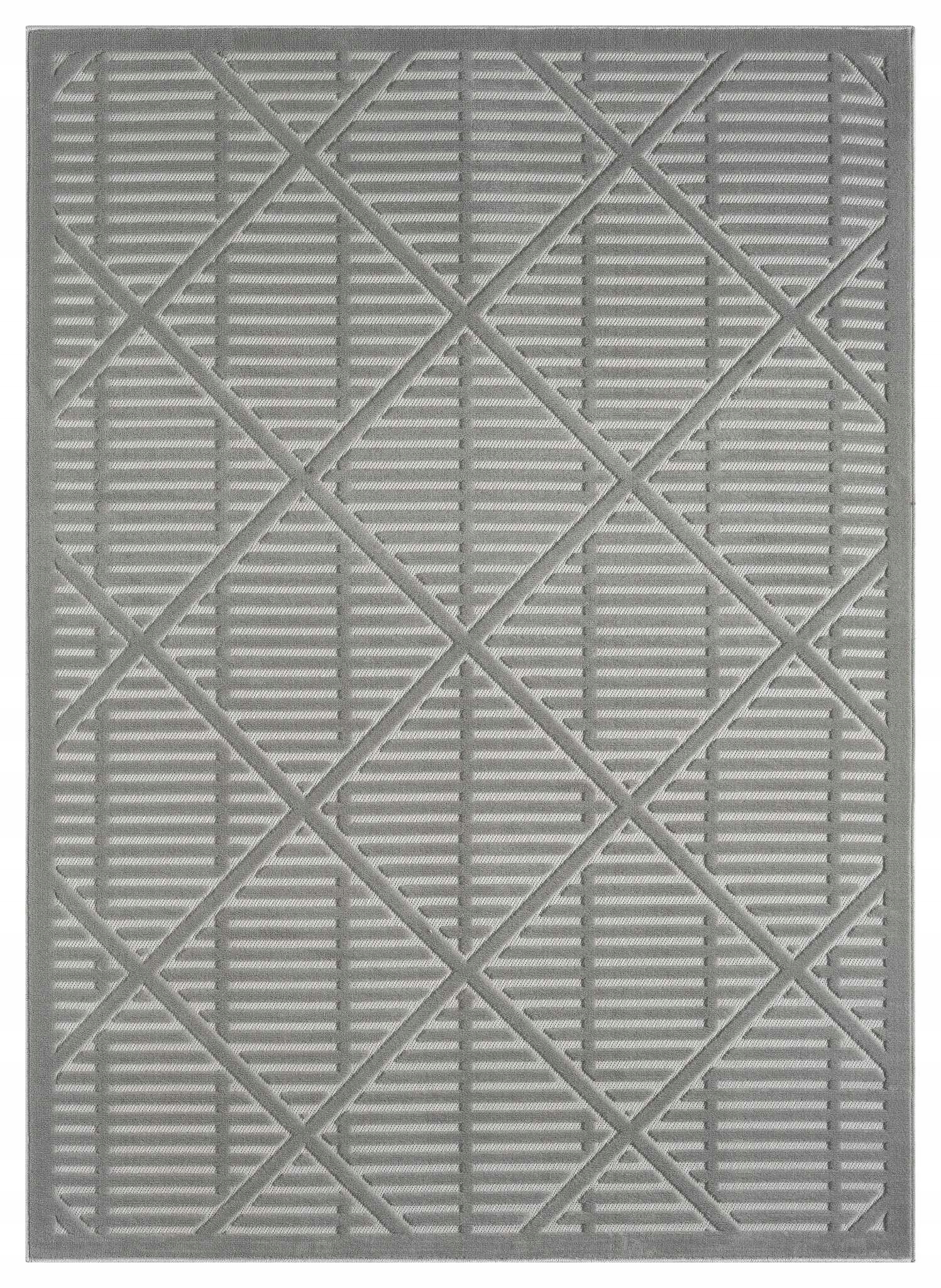 Koberec do obývacího pokoje 80x150 cm, měkký vlas, šedý, moderní vyřezávaný 3D vzor