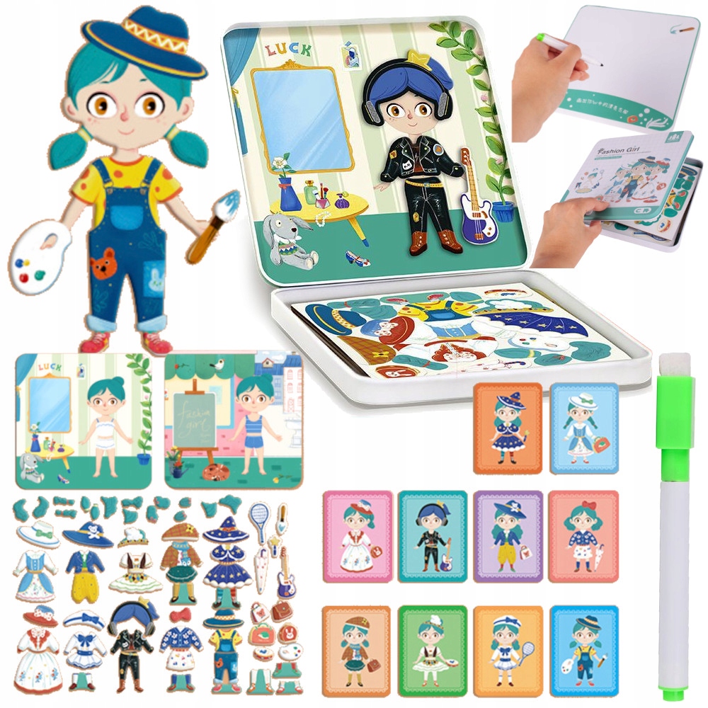 

Puzzle Magnetyczne Montessori Ubieranie Lalki 62el