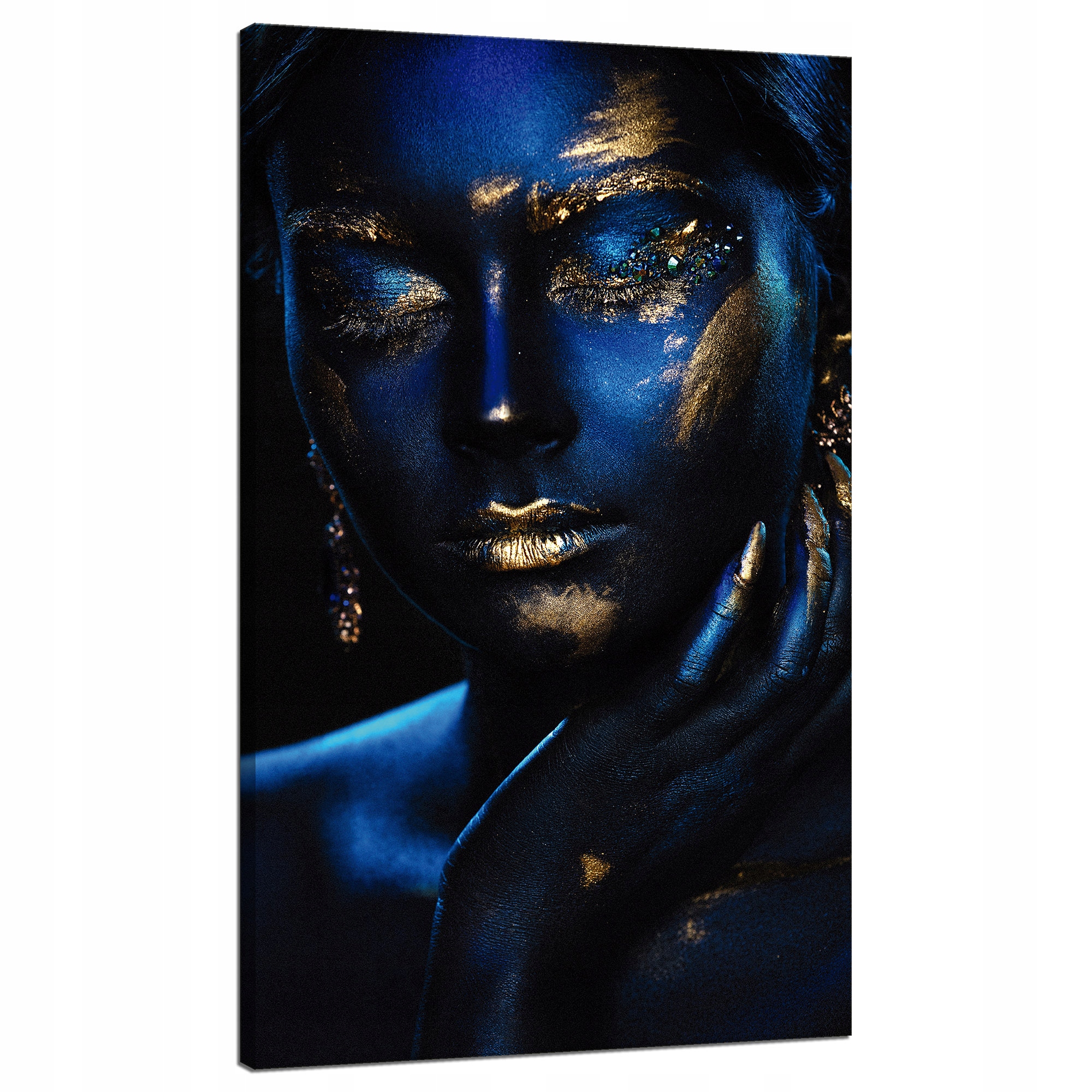 Obraz na plátně Zamyšlená žena Zlaté šperky 70x120 cm