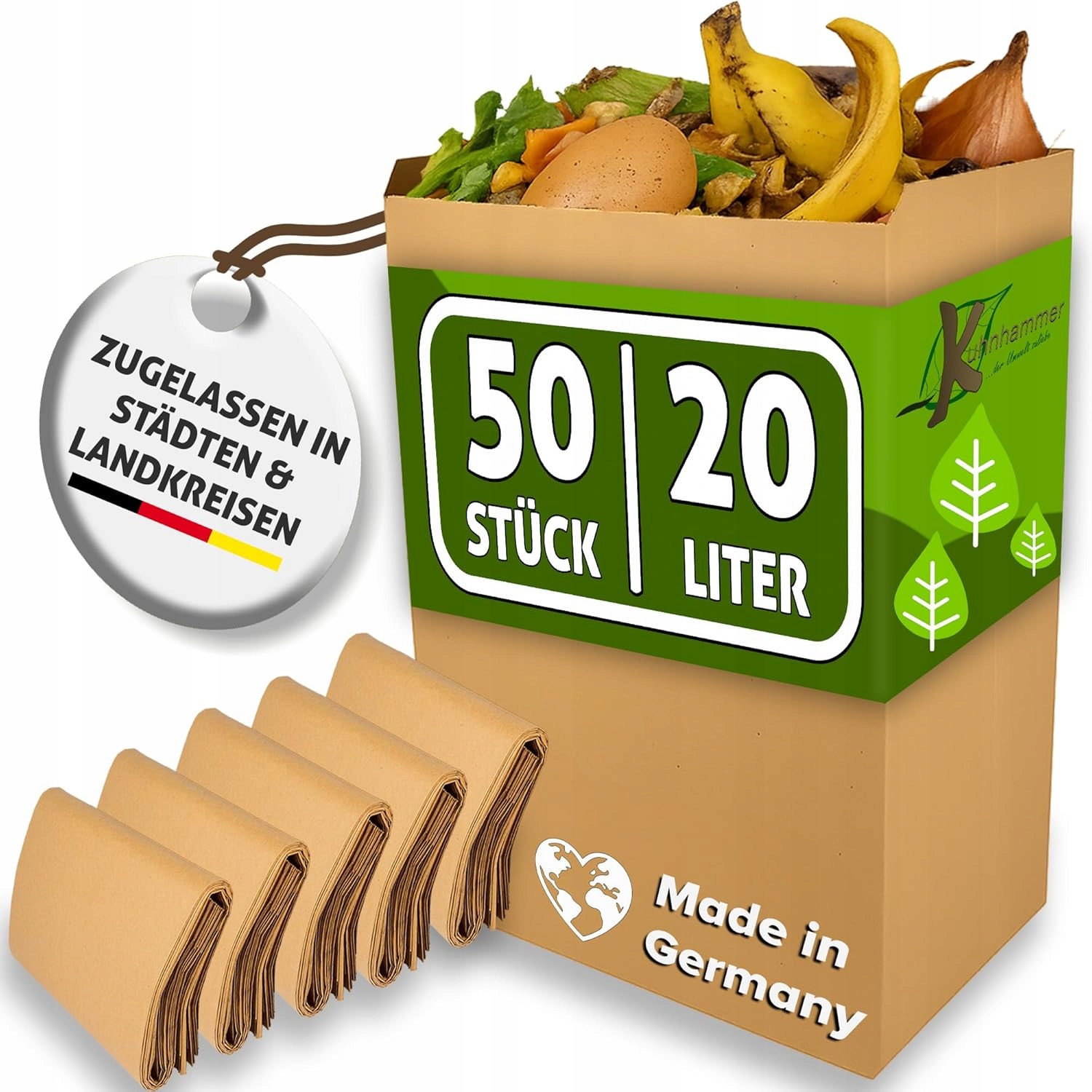 Levně Sáčky na odpadky pro bioodpad Kuhnhammer 20 l 50 ks