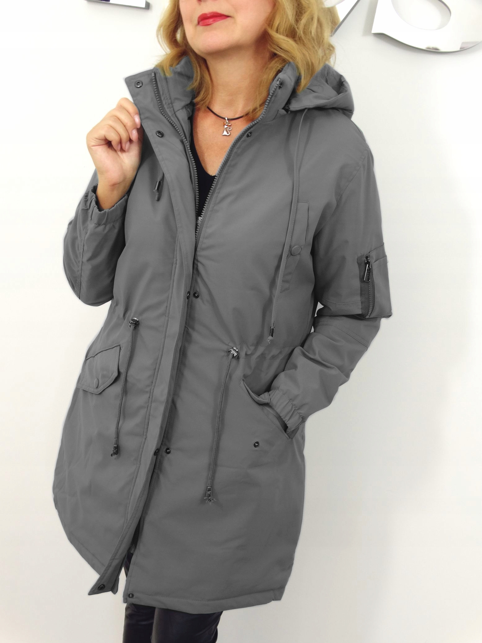 Kurtka Damska Parka Ocieplana z Odpinanym Kapturem GABI 42 XL Model kurtka damska parka pikowana GABI