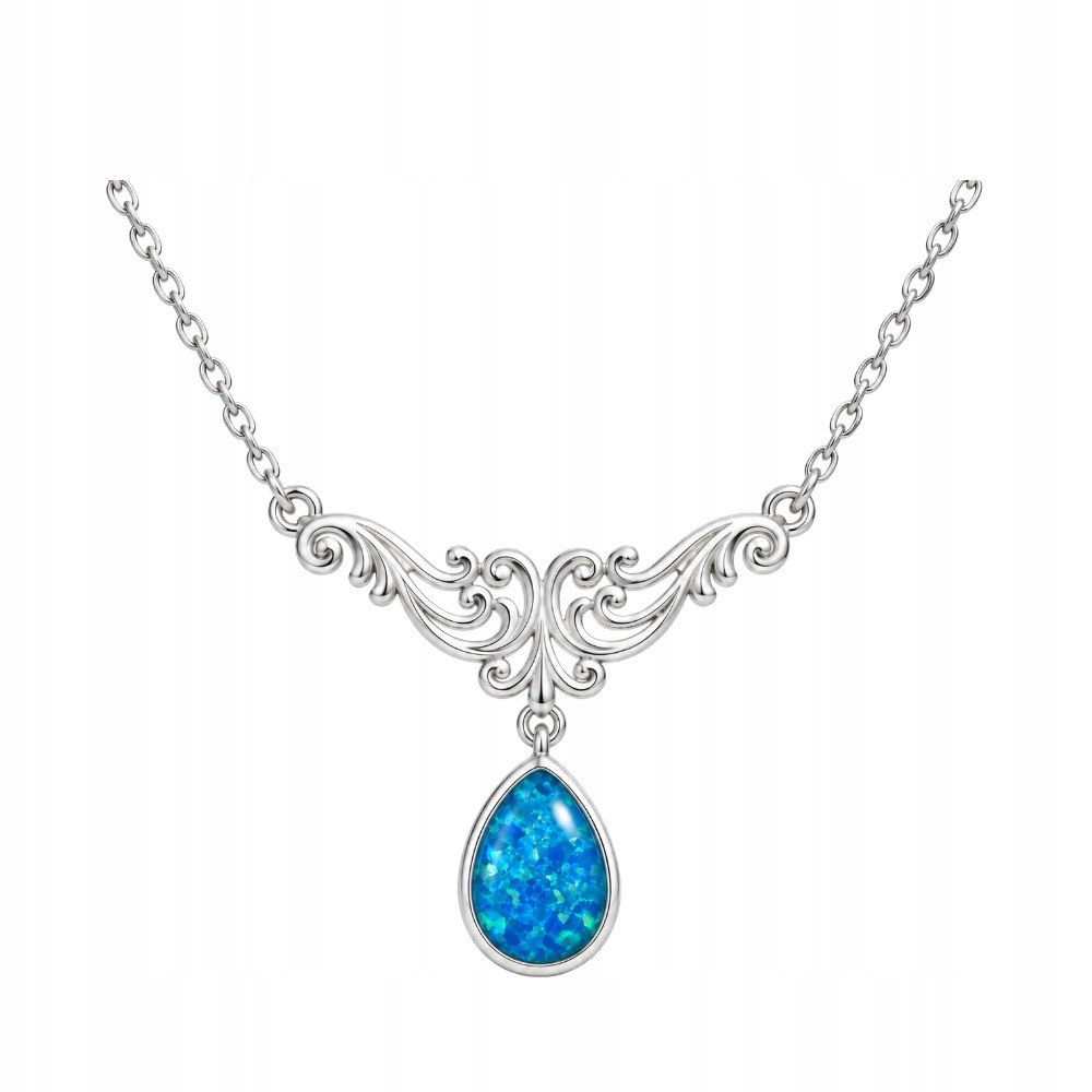 Dámský stříbrný náhrdelník s modrým opálem, elegantní stříbro o ryzosti 925