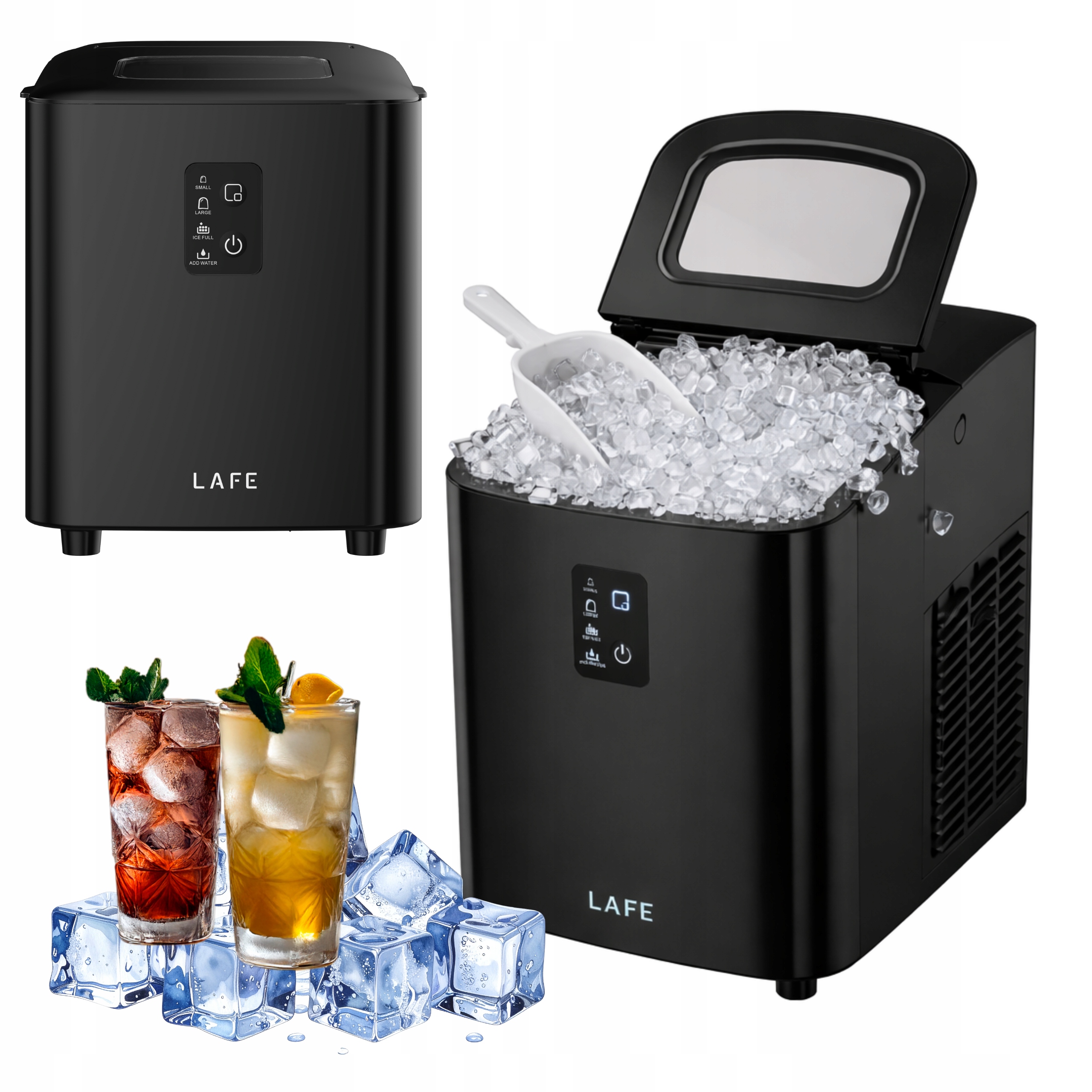 Kostkarka Do Lodu Lafe Ice Cube Maker 1L Czarna 120W Szufelka Lód 12KG