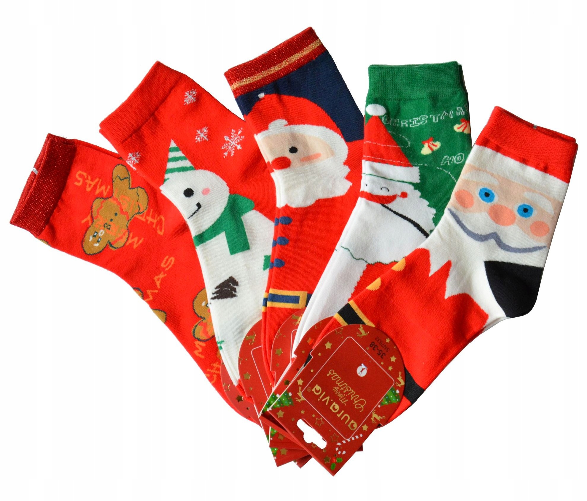 

Skarpety dziecięce Świąteczne Mikołaj 35-38 5 par