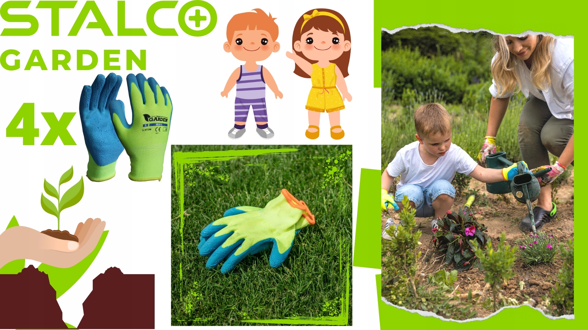 Rękawiczki ochronne dziecięce zesta 4szt r. 4 i 5 Cechy dodatkowe ściągacz