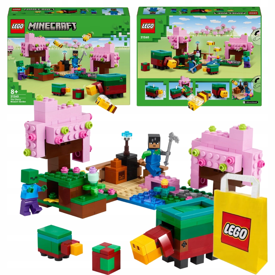 Lego Minecraft 21260 Třešňová zahrada Sunny Zombie 2x Včela 2x Niuchač