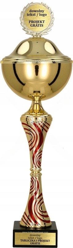 Moderní zlato-červený pohár s víkem 42 cm personalizace Bonus