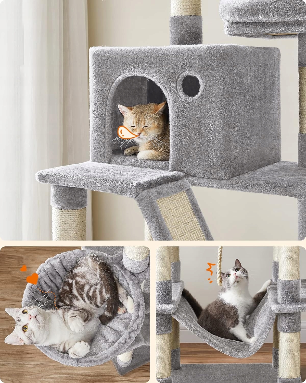 Levně Vysoký škrabák, pelíšek, škrabací sloupek, věž Feandrea 161 – 220 cm