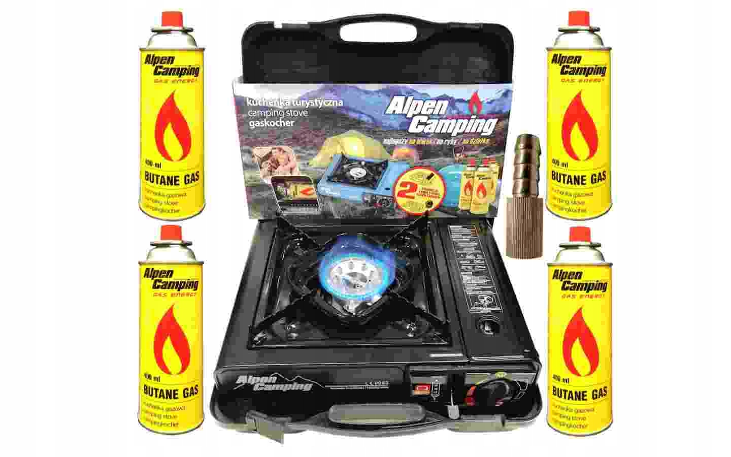 Plynový vařič Alpen Camping 4 kartuše