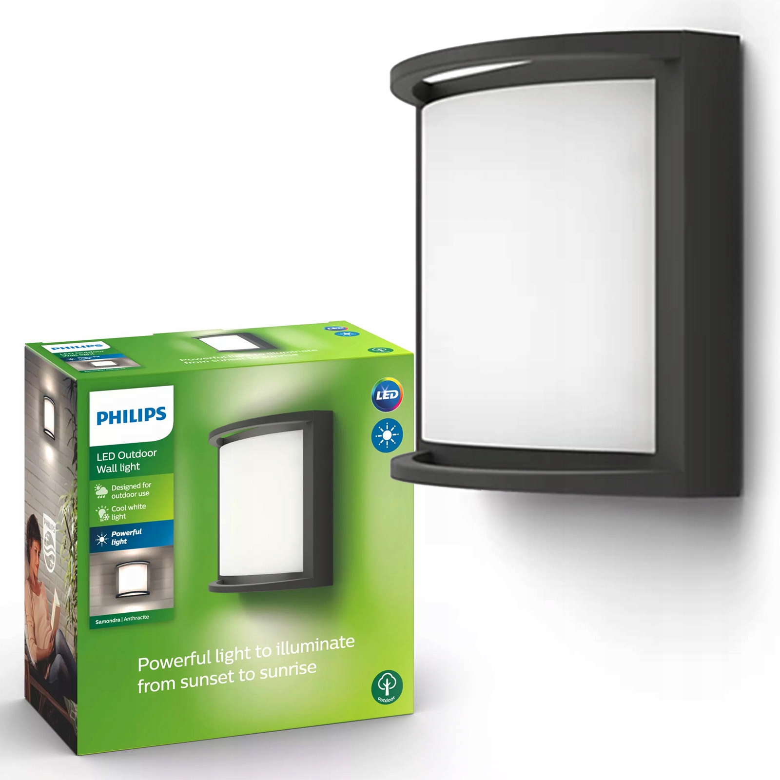 Zahradní nástěnné svítidlo Led venkovní fasádní lampa 12W 4000K IP44 Philips