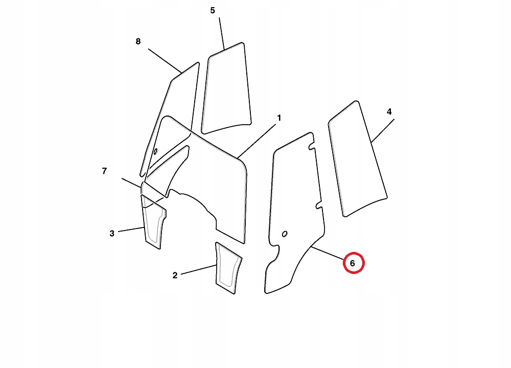 Скло лівих дверей 827/80143 JCB 3CX 4CX P21