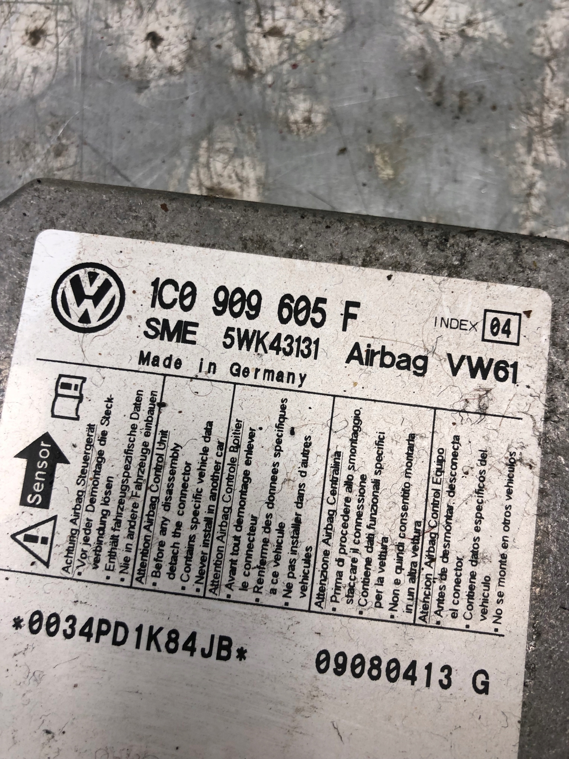 Module SENSOR Airbag SKODA FABIA II 1C0909605F