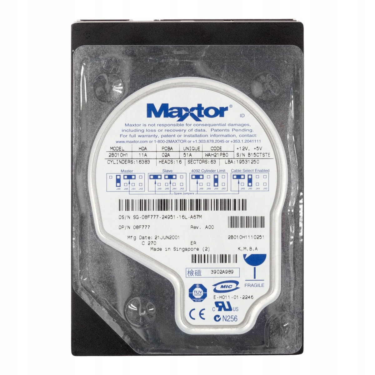 Dell 08F777 10.2 Gb 5.4K 2 Mb Ata 3.5" 2B010H1