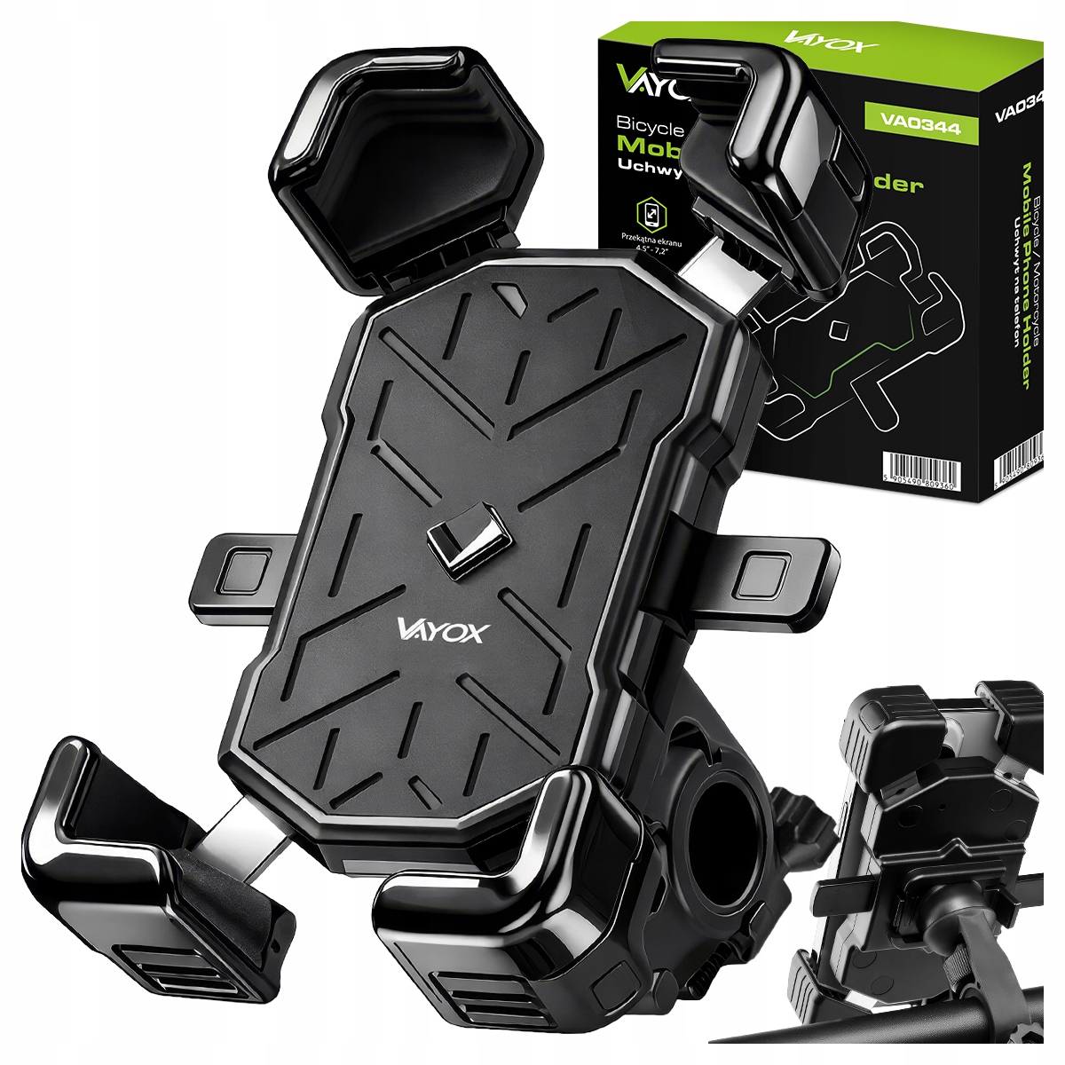 UCHWYT ROWEROWY MOTOCYKLOWY NA TELEFON 7,2 KIEROWNICĘ ROWER ALUMINIUM VAYOX
