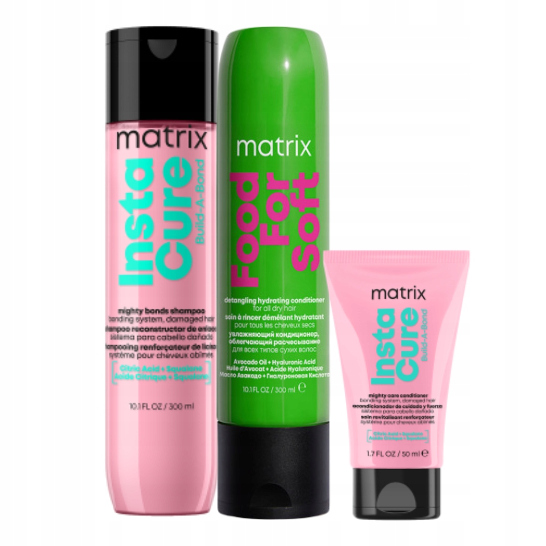 Matrix Instacure Build-A-Bond szampon, Food For Soft odżywka do włosów