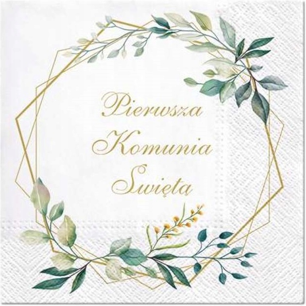 Zestaw Komunijny KOMUNIA ŚWIĘTA Bieżnik Serwetki Komunijne Etui na Sztuće Marka PartyPro