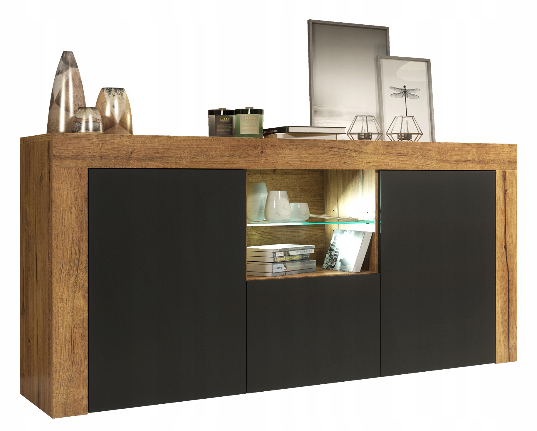 

Komoda Stolik Szafka Loft Retro Dąb/czarny E111