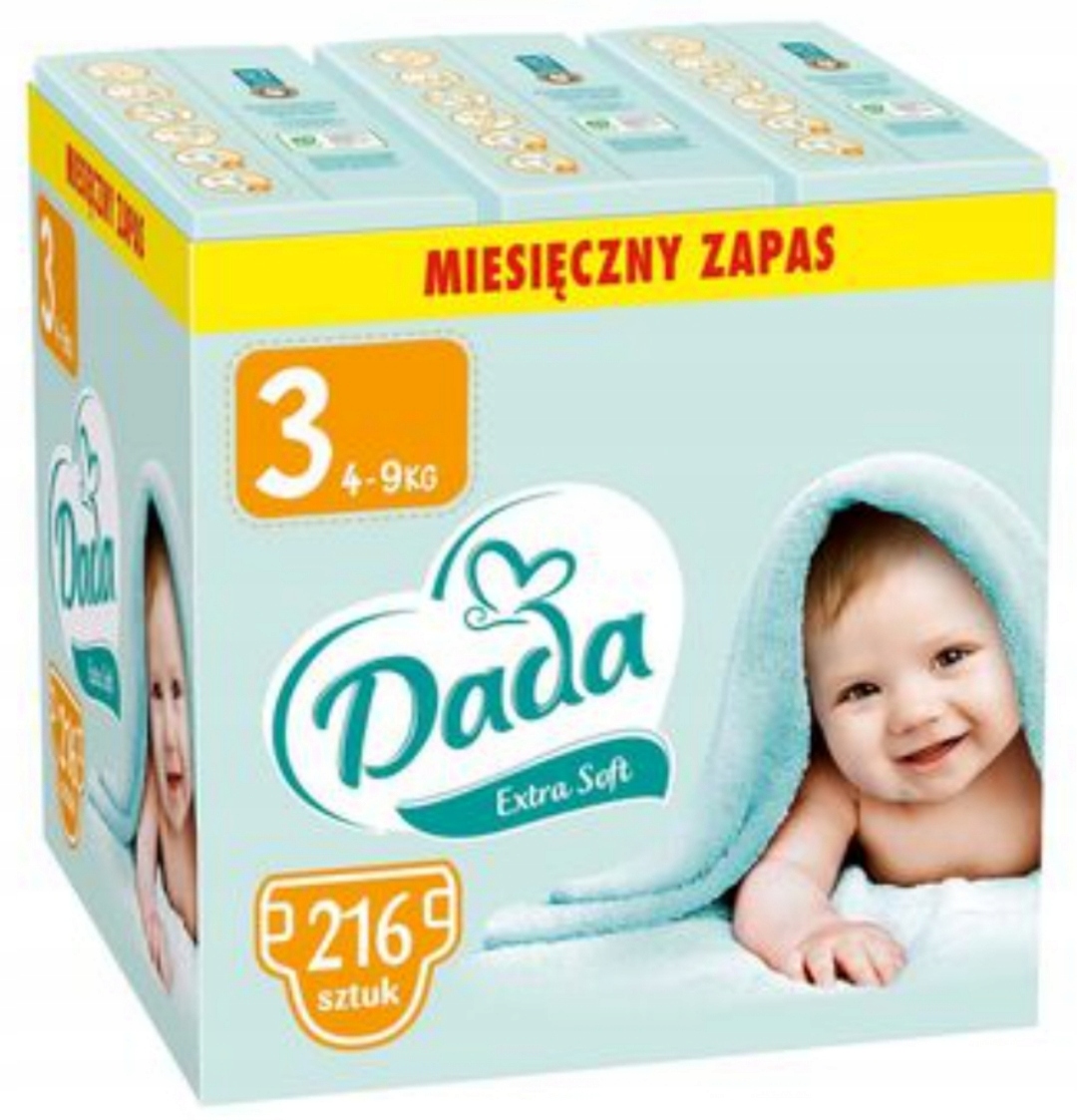 Pampersy Dada 3 Pieluszki extrasoft rozmiar 3 Pieluchy 4-9 kg zestaw 216szt
