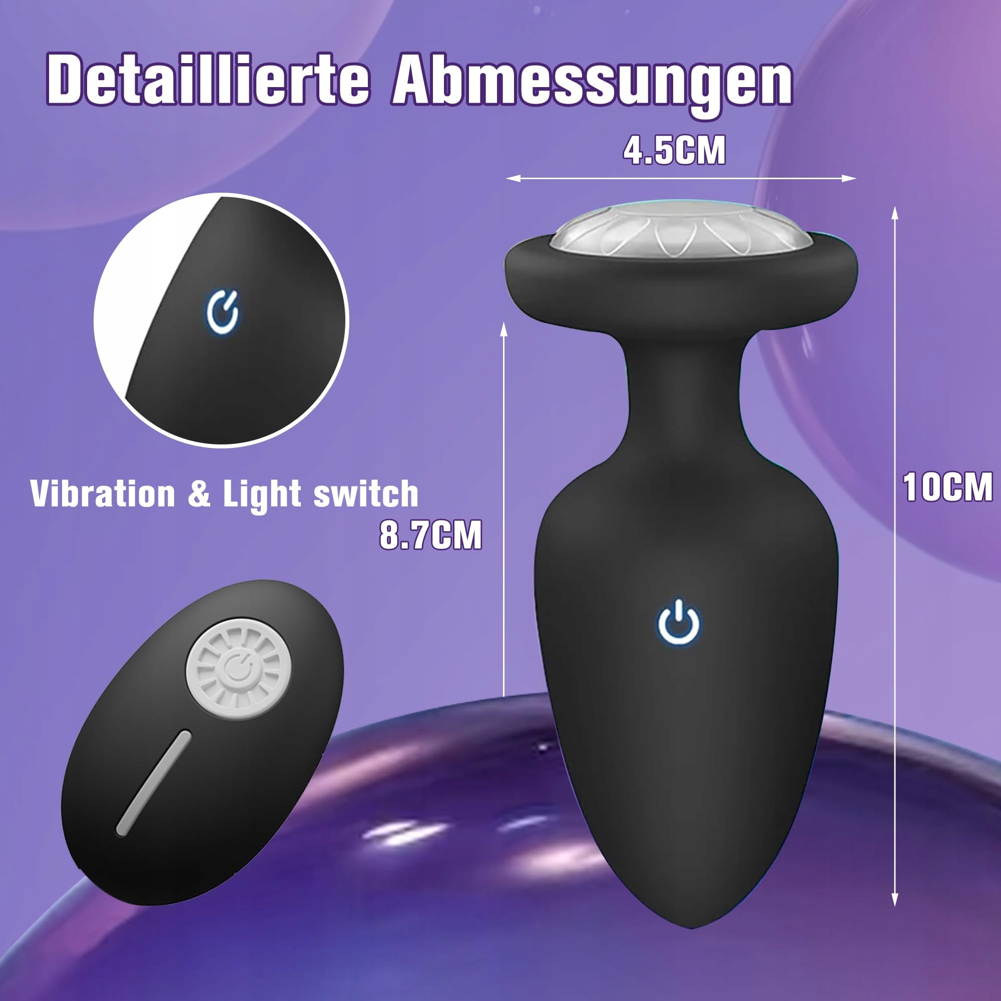 CHICLSQ LED Wibrator Analny Silikonowy Korek z 10 Trybami Wibracji Pilot — miniatura 5
