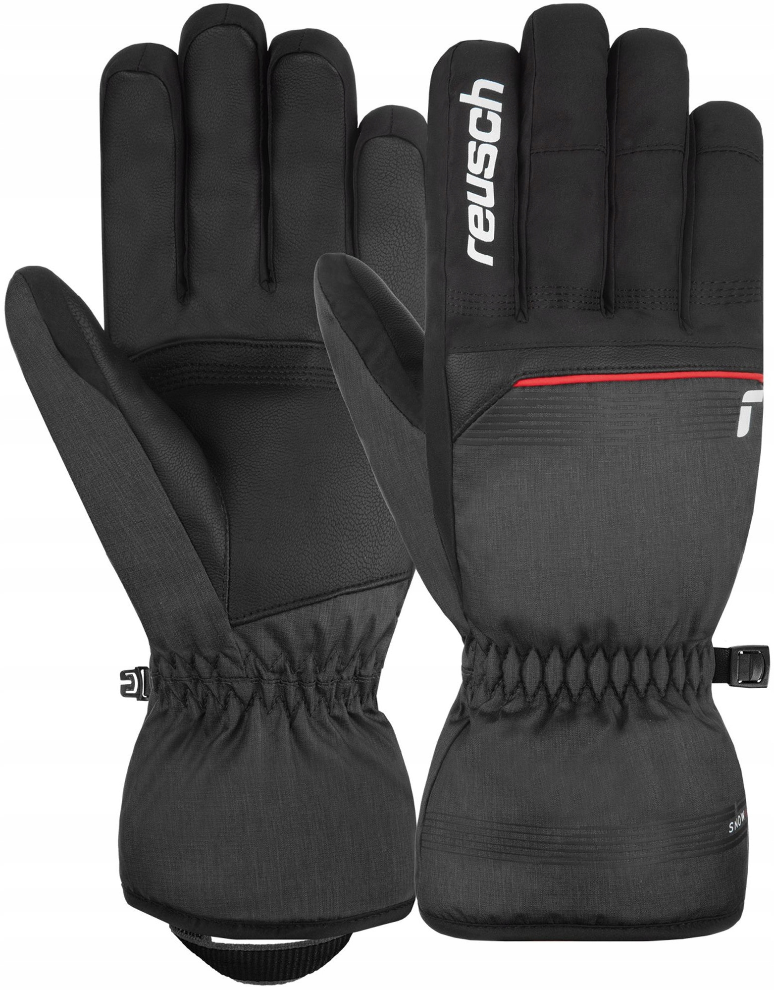 Rękawice Narciarskie Reusch Snow King R: 9,5 L/XL blk/blk melange/fire red