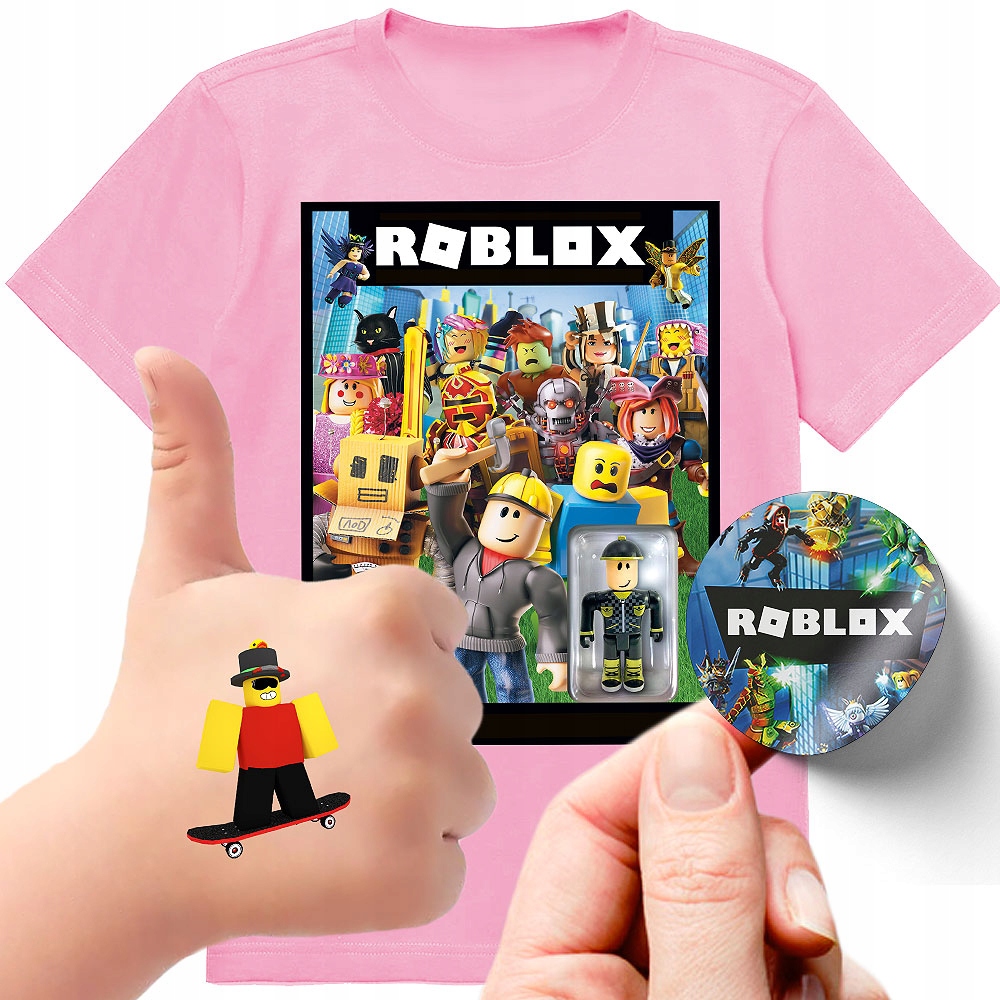 ZESTAW 3W1 KOSZULKA DLA DZIECI TATUAŻE NAKLEJKI ROBLOX 116 JAKOŚĆ