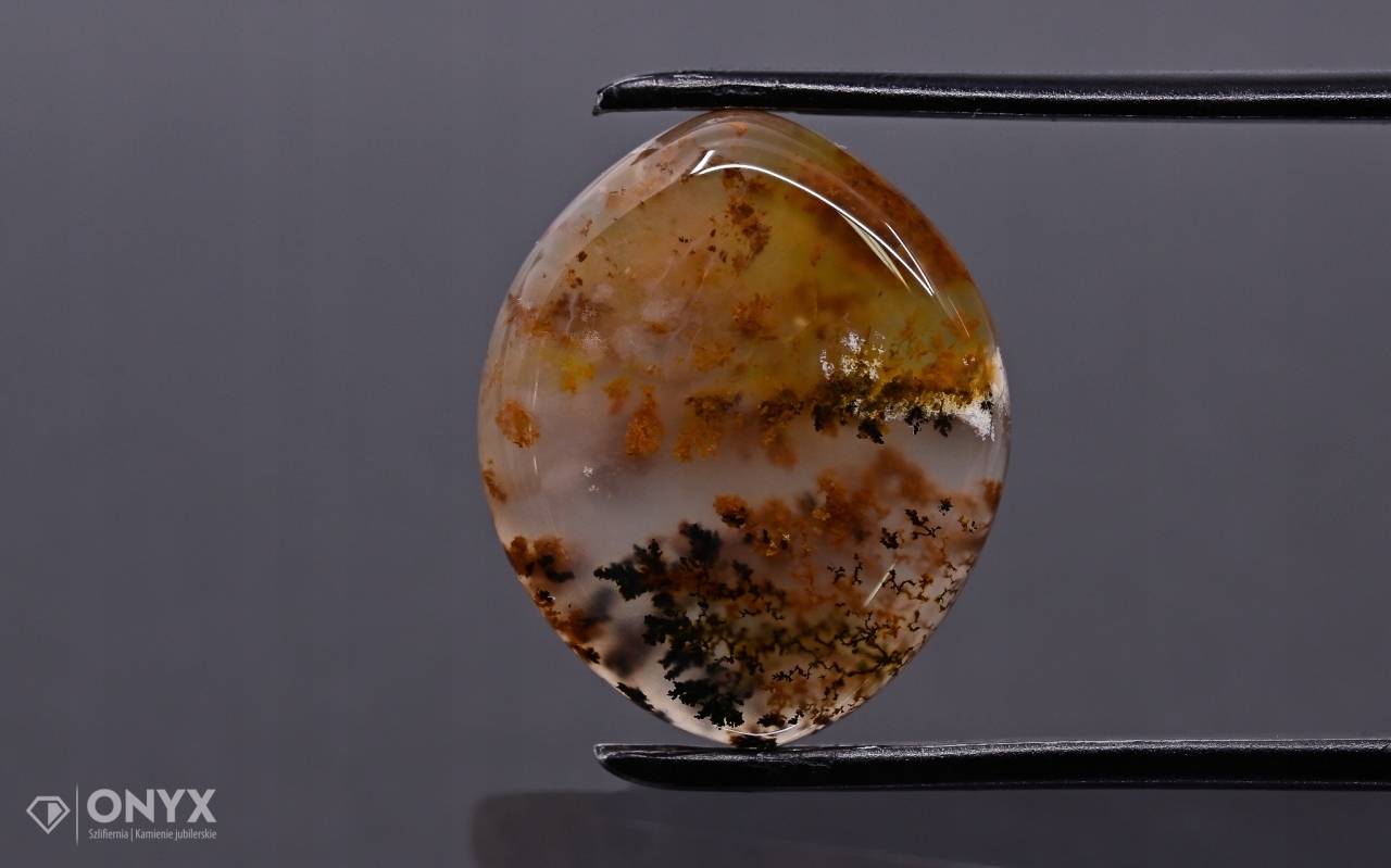 Dendritový achát z Kazachstánu mělká markýza 19x15