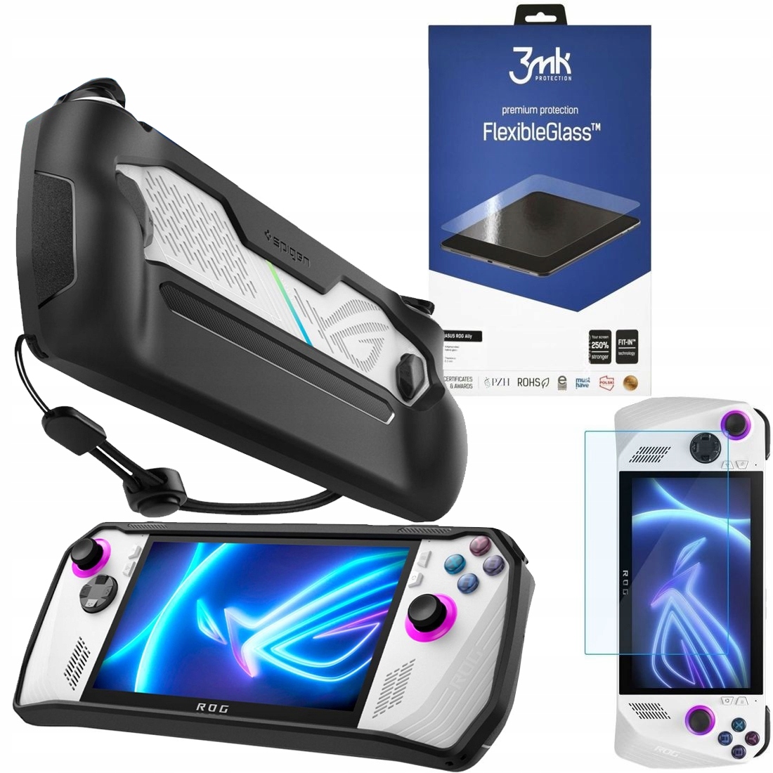 Pouzdro Spigen Rugged Armor Case Black Sklo Rychlé 3mk pro Asus Rog Ally