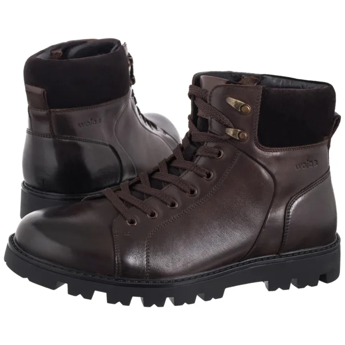 Pánské Kožené Boty Kotníkové Boty Wojas Hnědé 24134-72 Brown